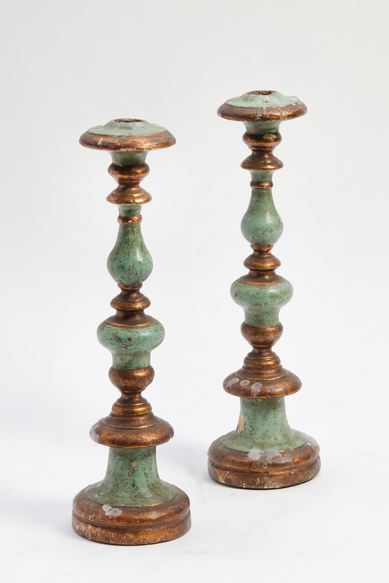 A pair of Baroque style painted candlesticks (1 of 1)