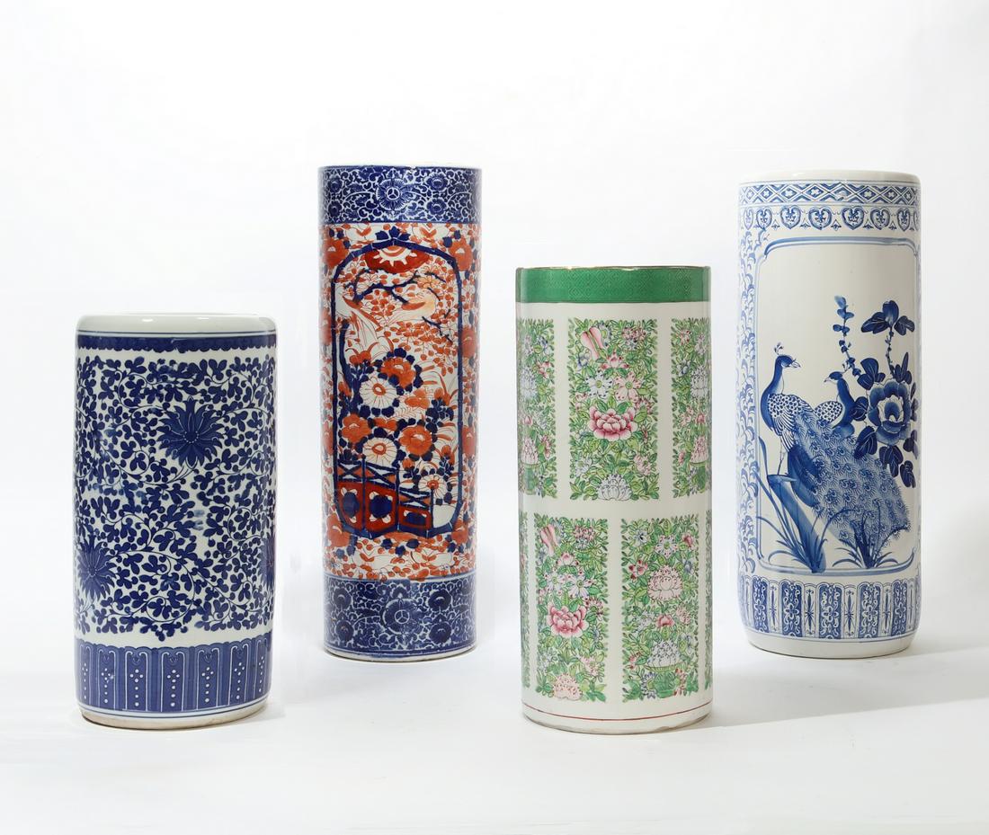 Four Chinese porcelain walking stick stands (1 of 3)