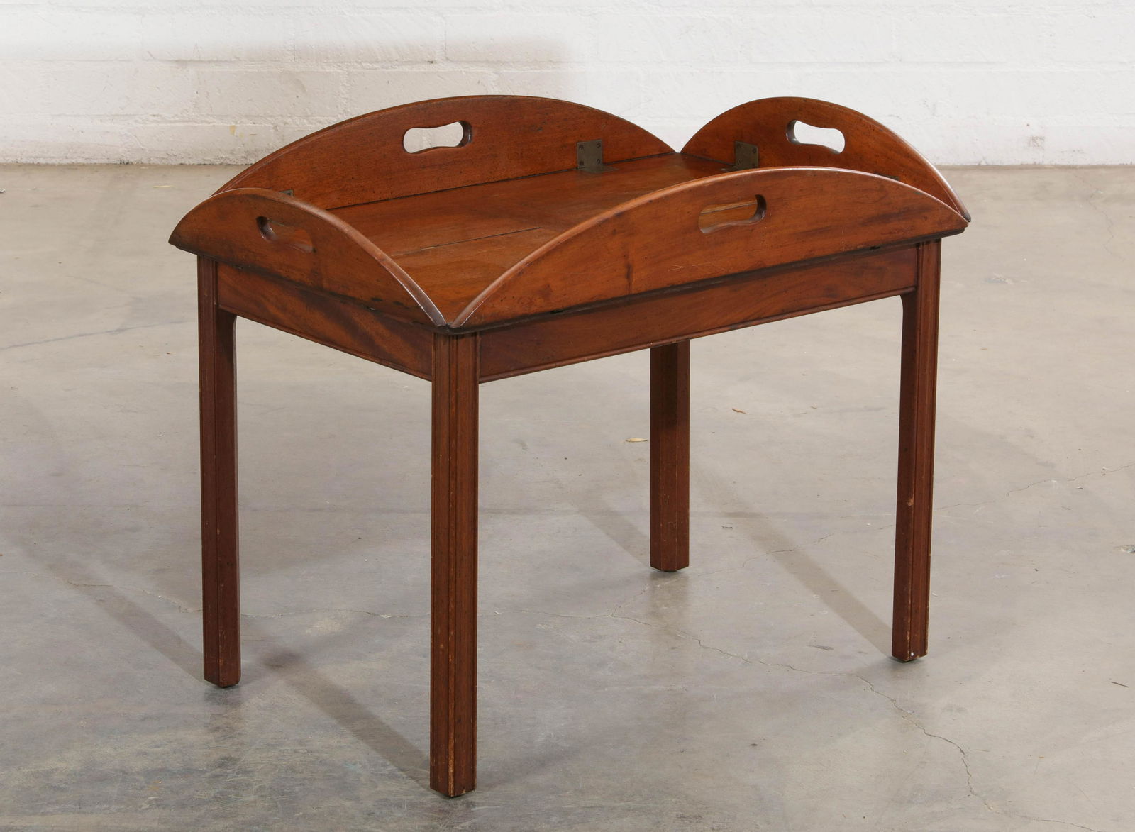 An English walnut butler's tray on later stand (1 of 2)