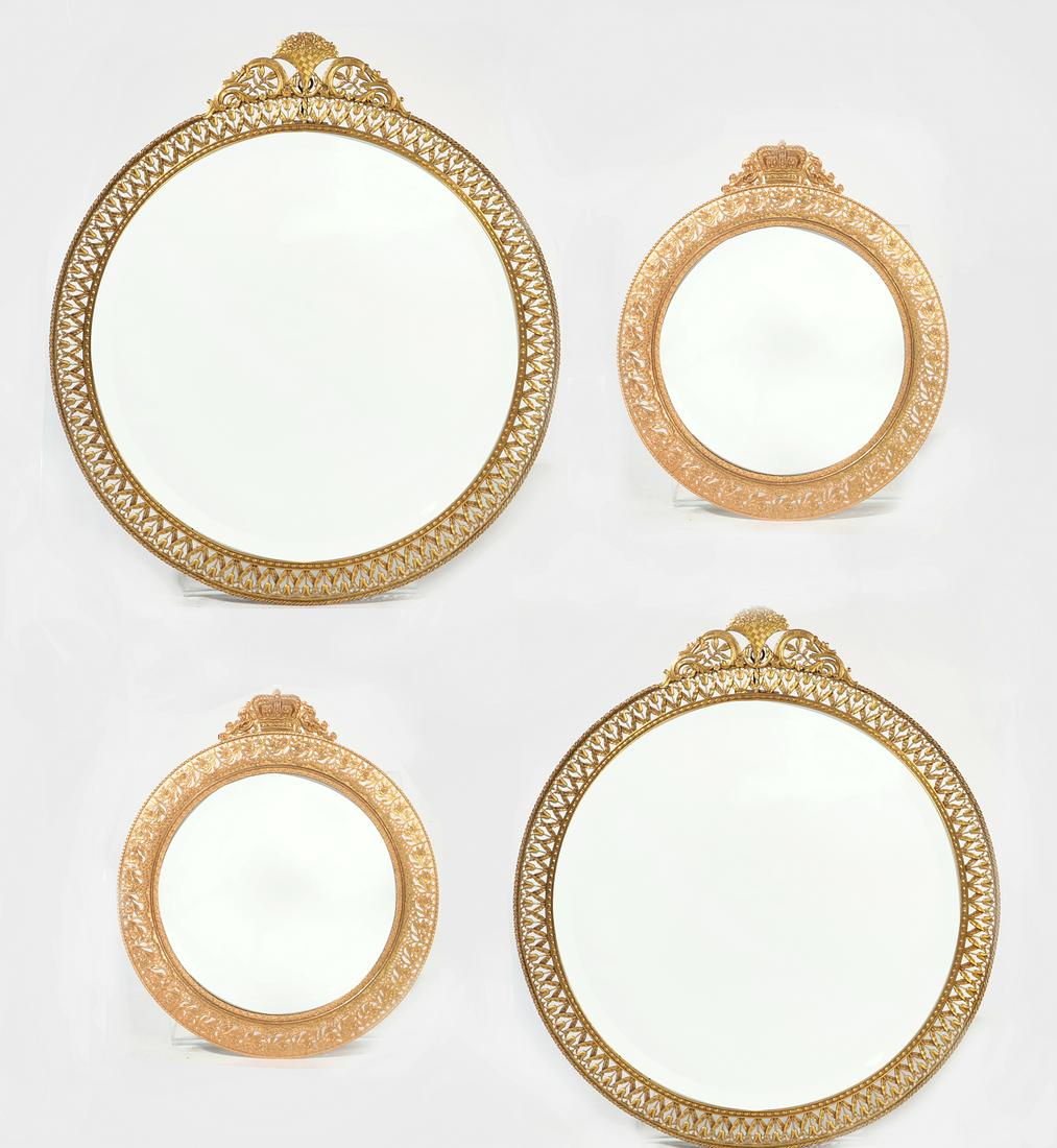 Two pairs Neoclassical style gilt metal mirrors (1 of 2)