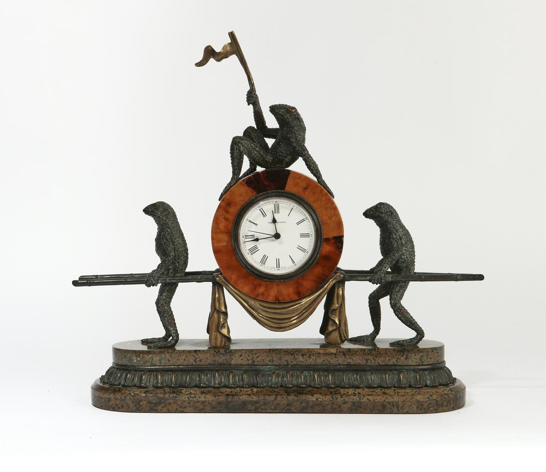 Maitland Smith faux marble & bronze mantel clock (1 of 3)