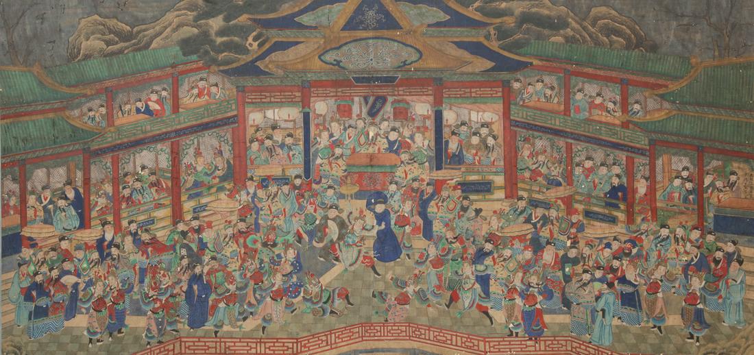 A large Chinese painted panel (1 of 4)
