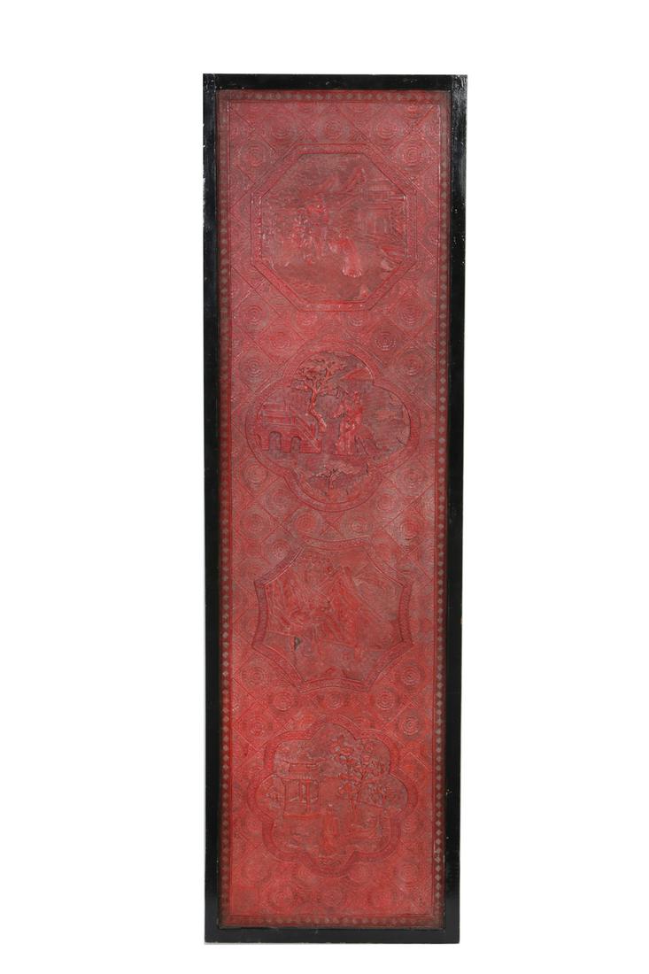 A lacquered panel in frame, probably Burma: A lacquered panel in frame probably Burma frame 54 1/2 x 16in (138.5 x 40.5cm) Provenance: Property from a Private Collection, Southern California.