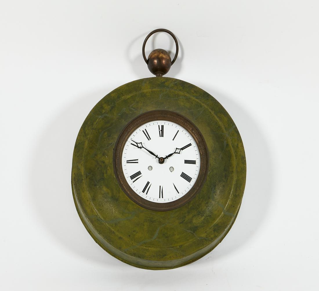 A French painted tole wall clock (1 of 2)