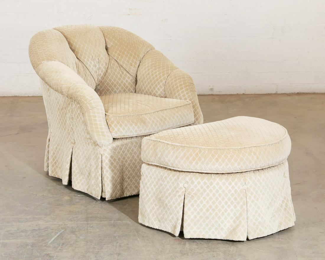 An A. Rudin beige tub armchair and ottoman (1 of 3)