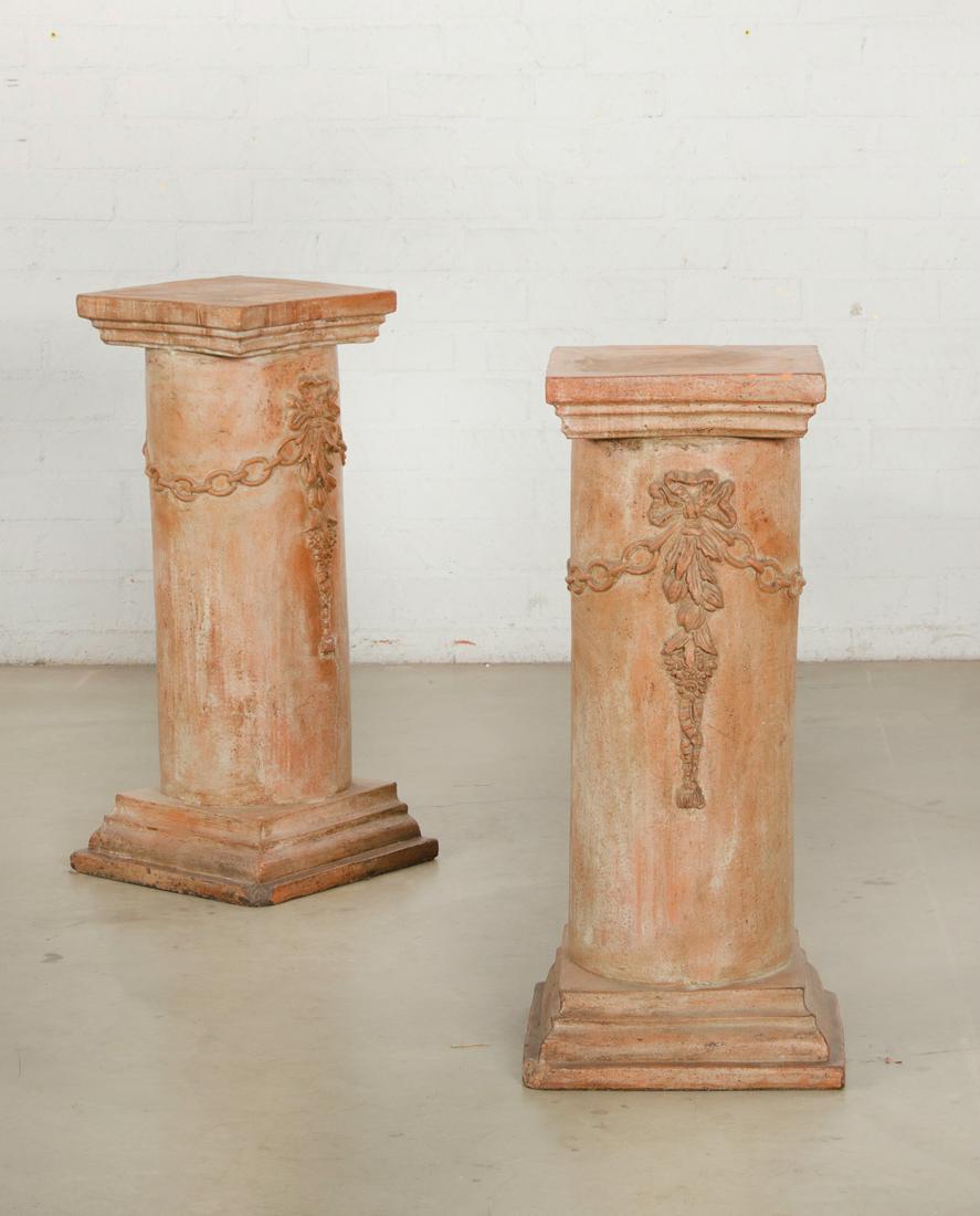 A pair of Neoclassical style terracotta pedestals (1 of 1)
