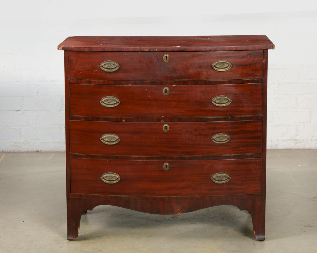 A Federal mahogany bow front chest of drawers (1 of 2)