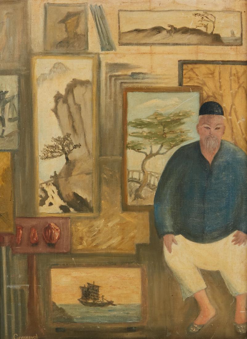 An Asian man in his studio, oil on canvas (1 of 4)