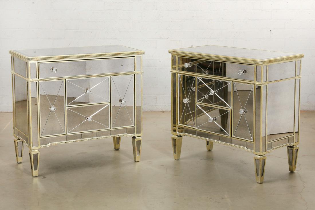 A pair of Hollywood Regency mirrored chests (1 of 1)