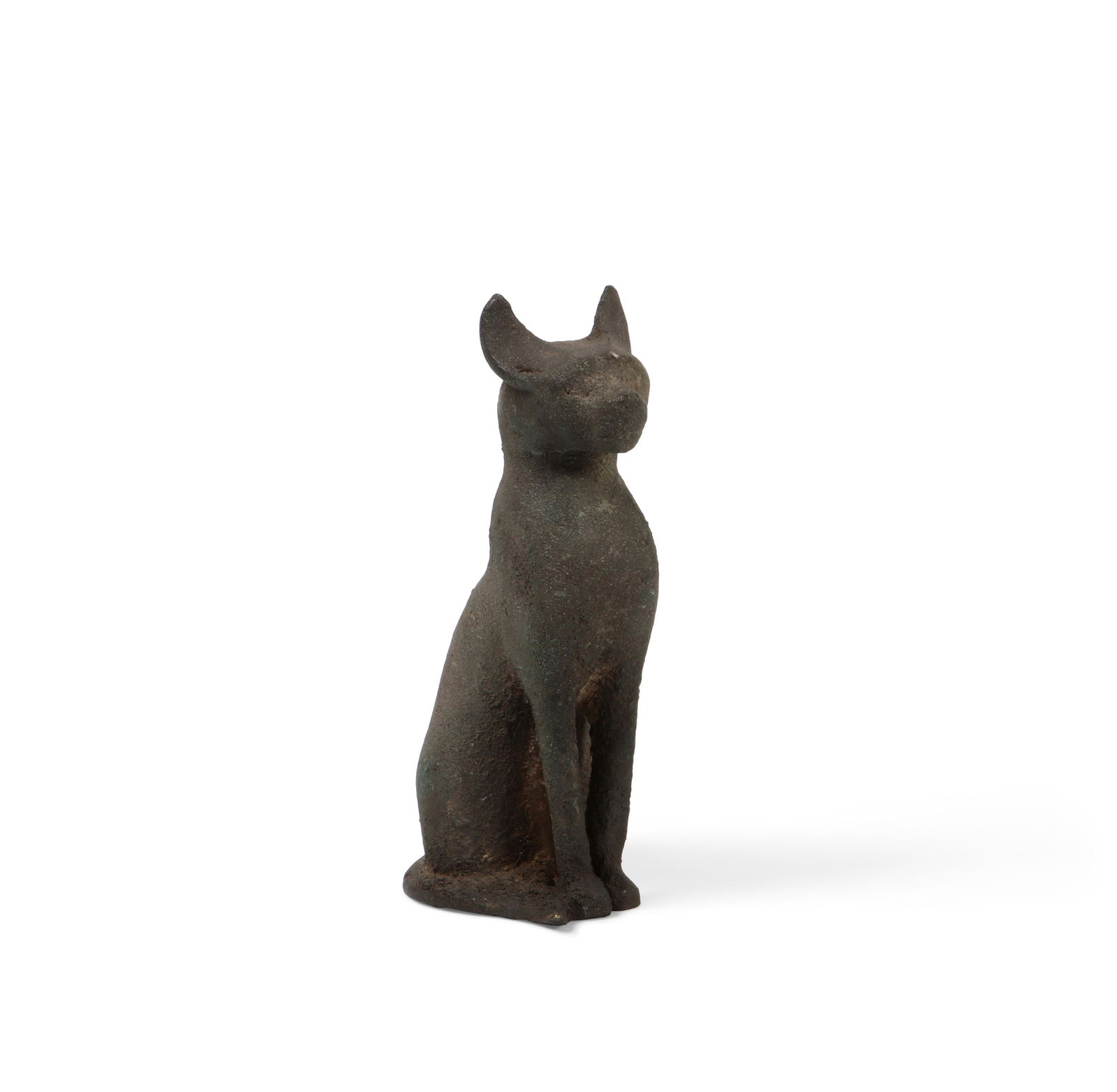 A bronze model of a seated cat (1 of 3)