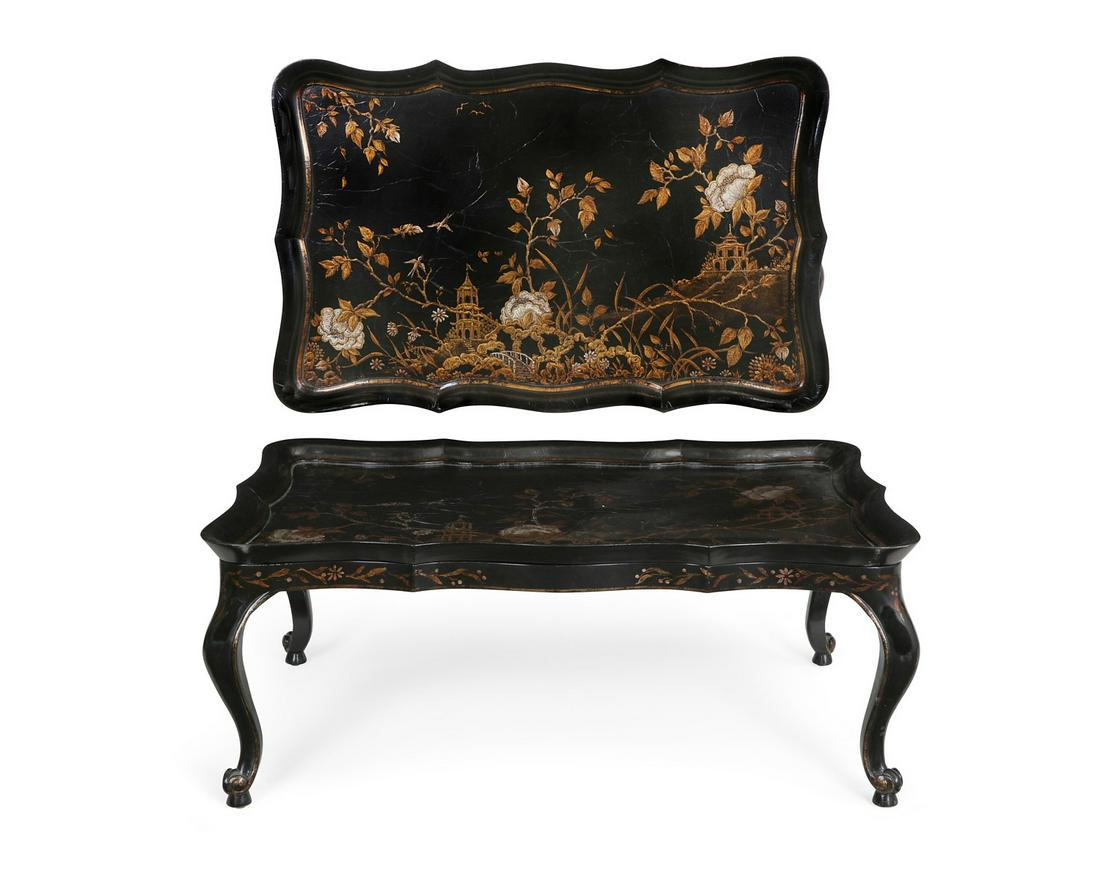 A Chinoiserie decorated tray top coffee table (1 of 3)