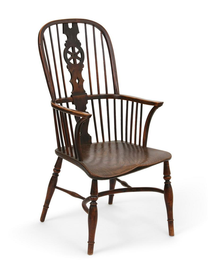 English yew and elm wheel back Windsor armchair (1 of 4)