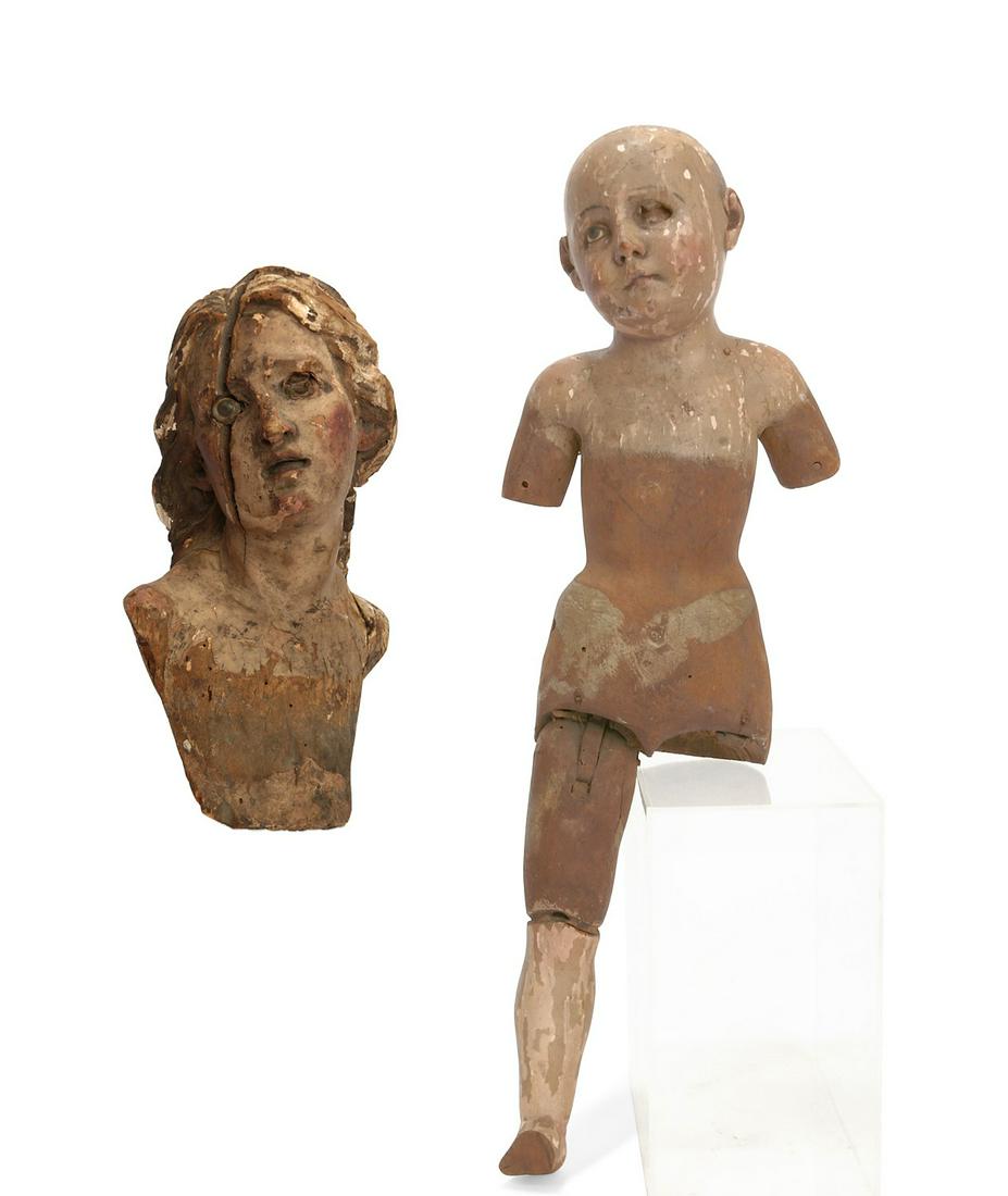 Two articulated creche / santos figures & a bust (1 of 7)