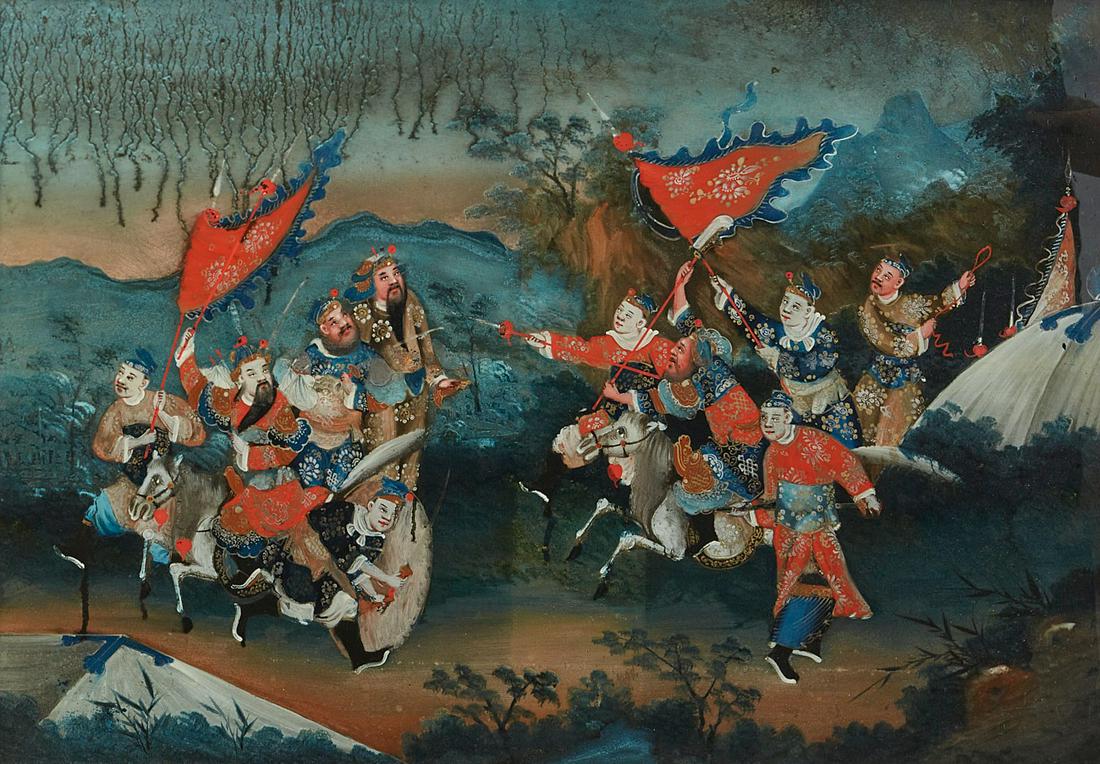 A Chinese reverse painting on glass (1 of 3)