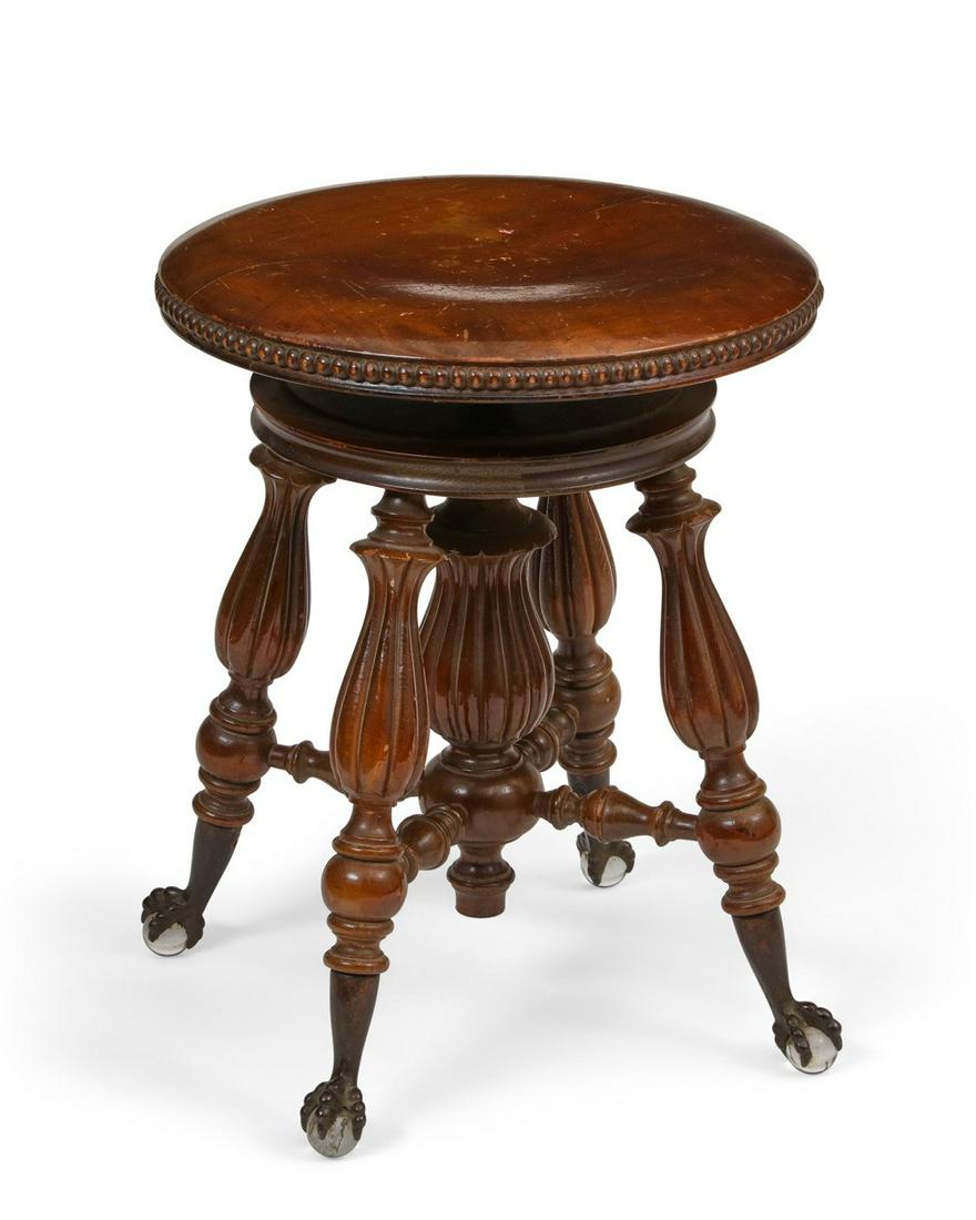 An American walnut circular piano stool (1 of 2)