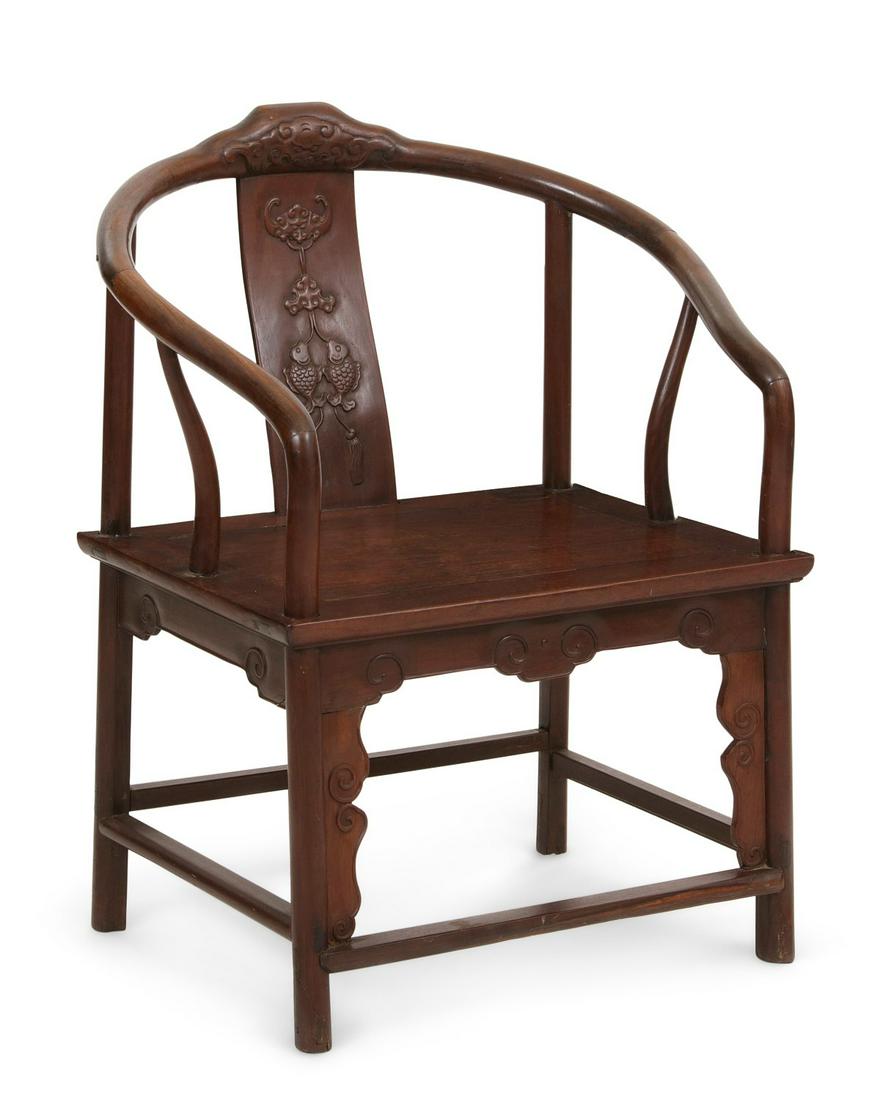 A Chinese hardwood yoke back chair Sep 27, 2021 Andrew Jones