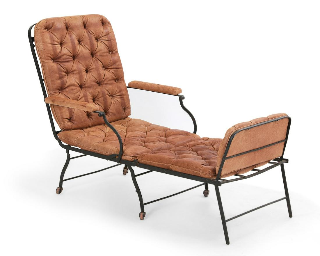 French steel & leather collapsible campaign chair (1 of 4)