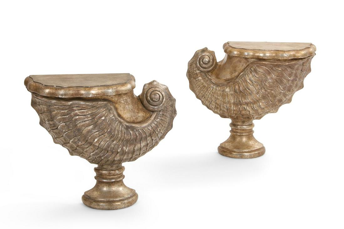 Pair of Venetian Rococo Grotto style wall brackets (1 of 3)