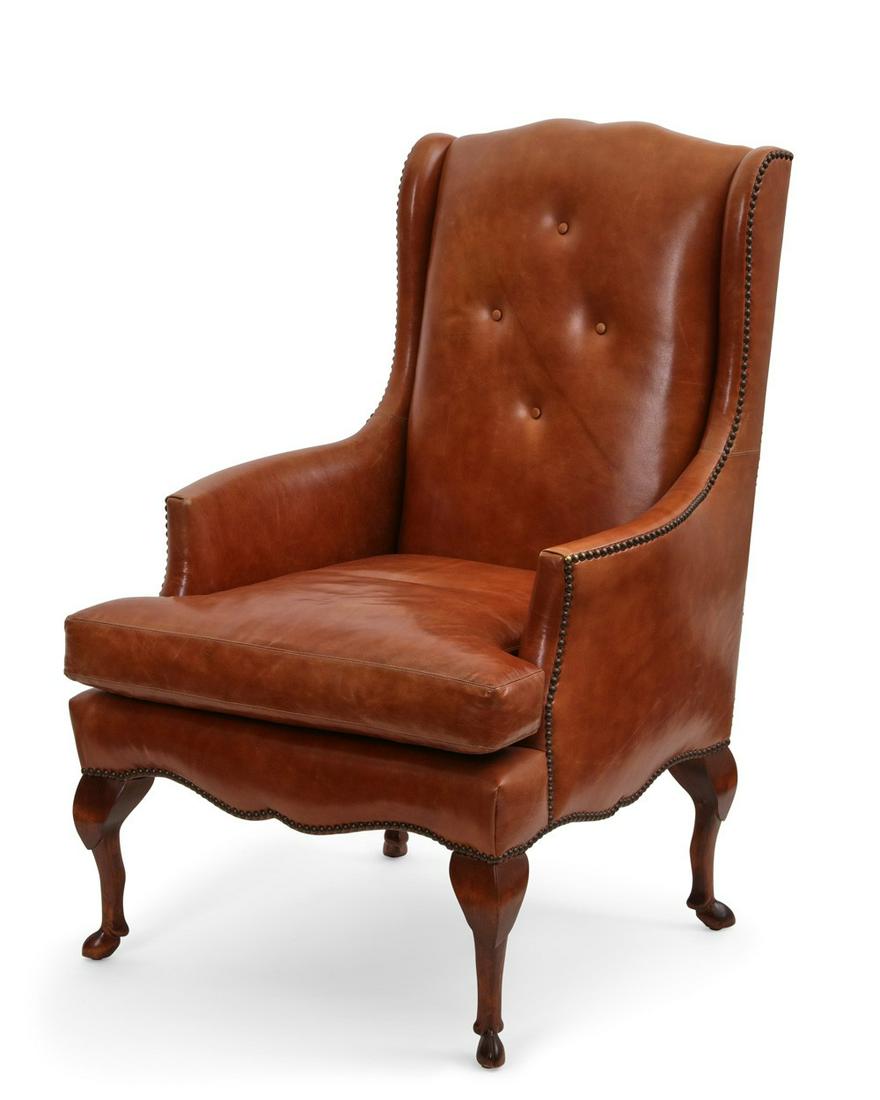 A George III style leather upholstered armchair (1 of 5)