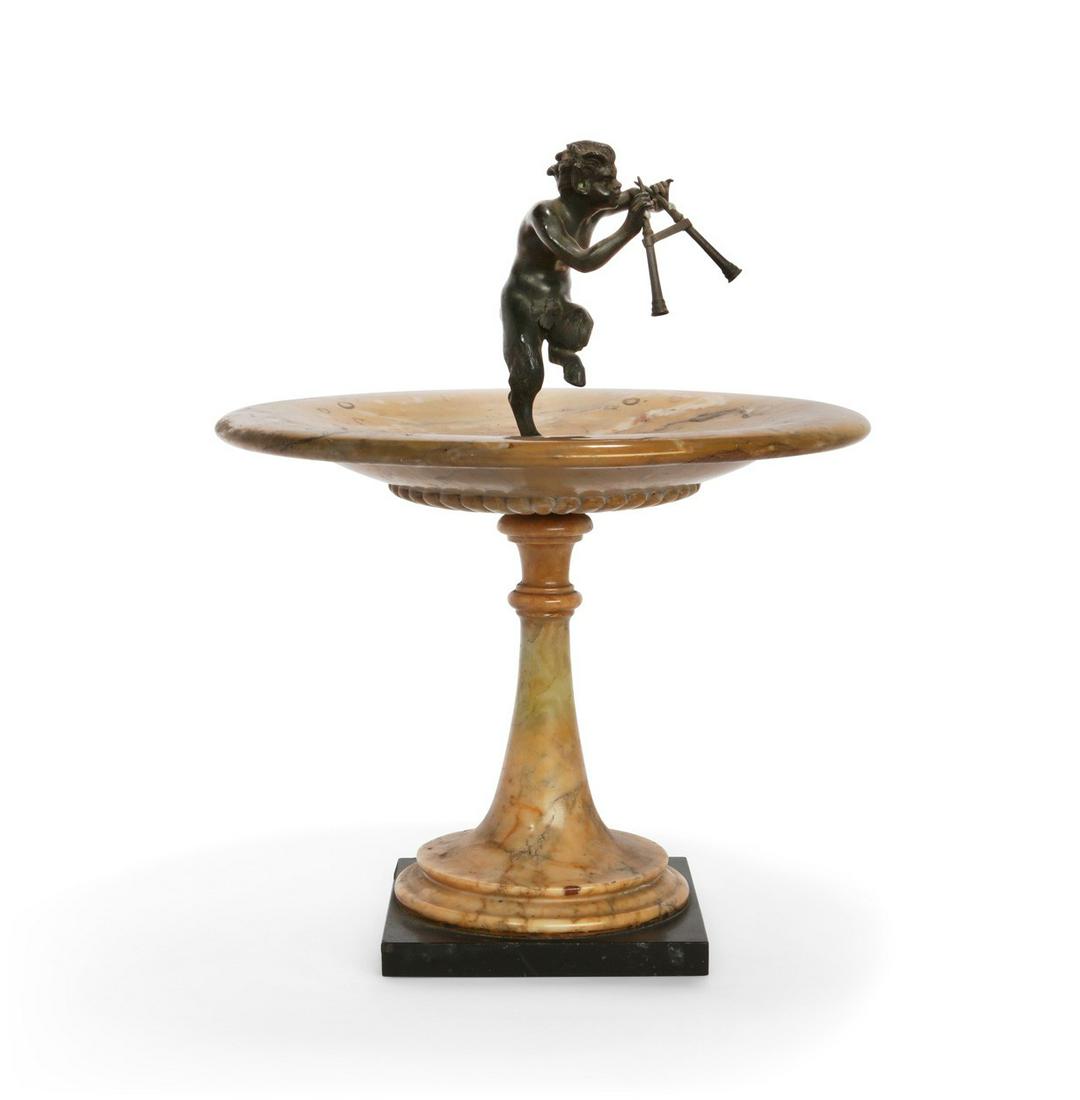 An Italian bronze mounted marble figural tazza (1 of 3)