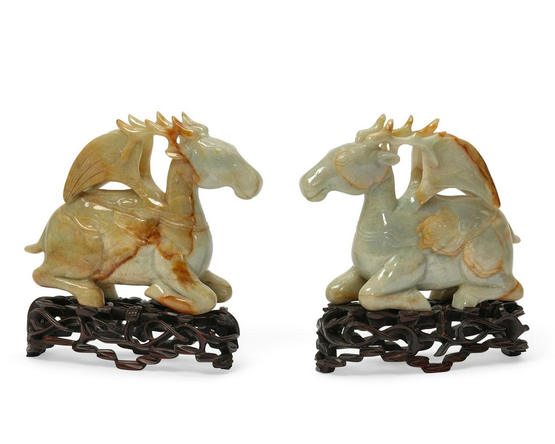 Two Chinese jadite models of Qilin (1 of 2)