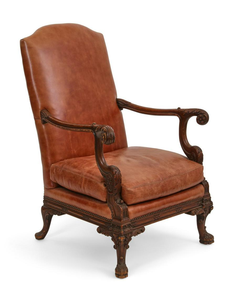 A Baroque style leather upholstered armchair (1 of 4)