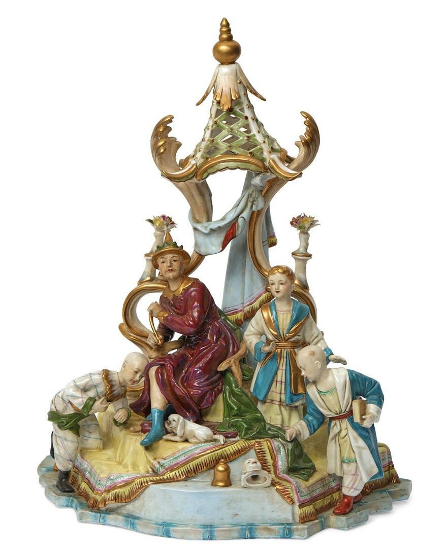A Continental porcelain Chinoiserie figural group (1 of 4)