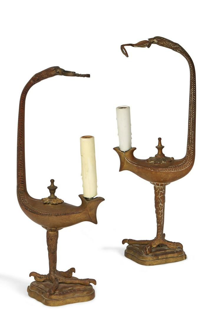 A pair of Grand Tour style bronze table lamps (1 of 2)