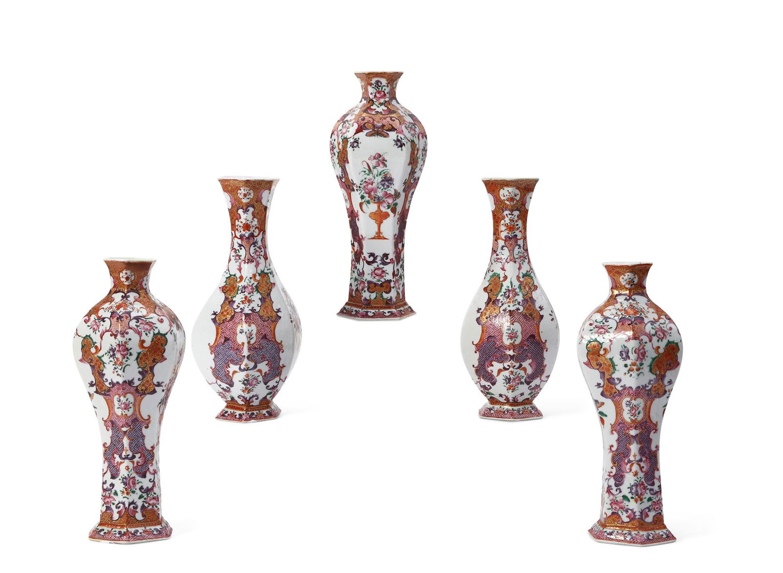 A Chinese Export Mandarin palette vase garniture (1 of 4)