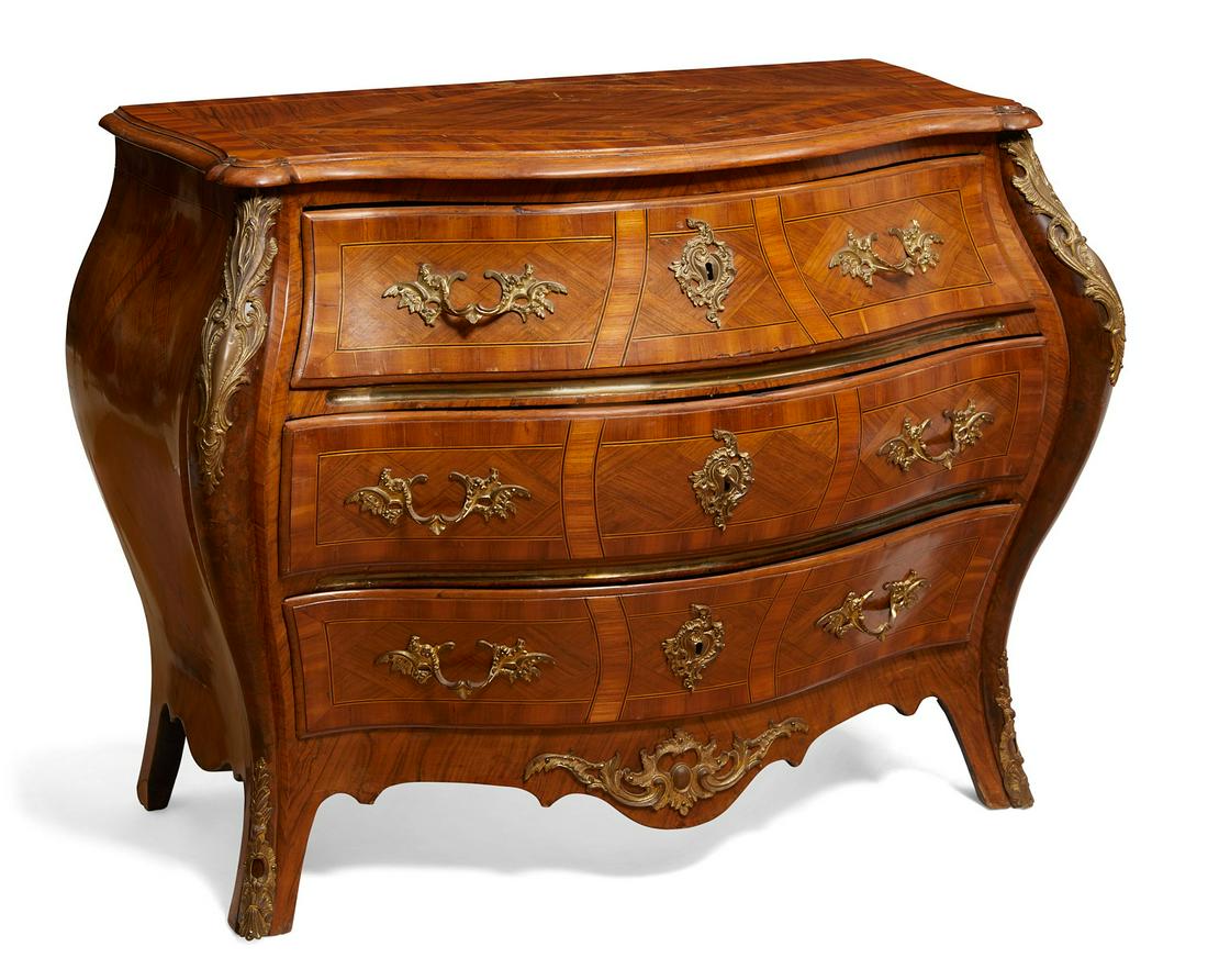 A Swedish Rococo tulipwood, walnut bombe commode (1 of 6)