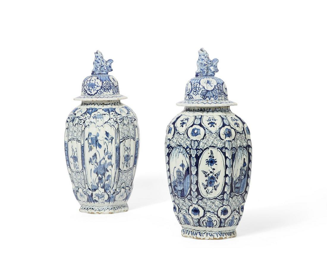 Two Dutch blue and white tin glazed vases (1 of 5)