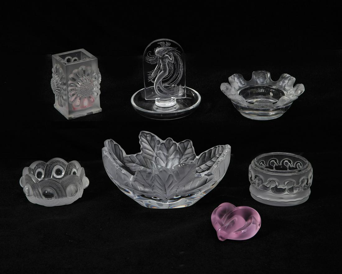 Seven Lalique glass table articles (1 of 6)