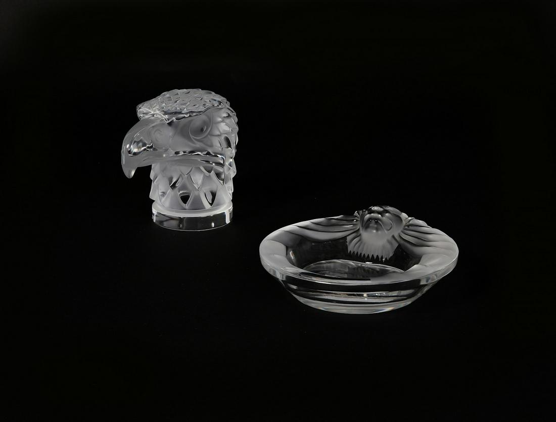 Lalique mascot Tete d Aigle & ashtray Tete de Lion (1 of 4)