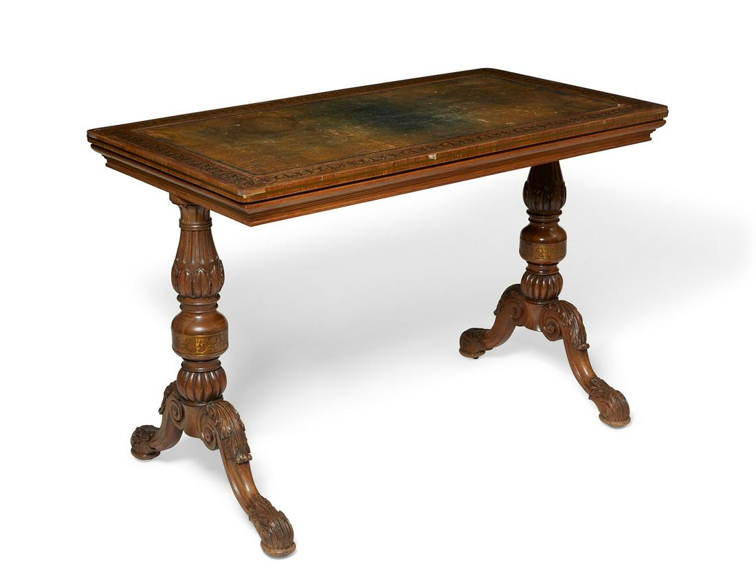 Regency brass & hardwood writing table, Gillows (1 of 11)