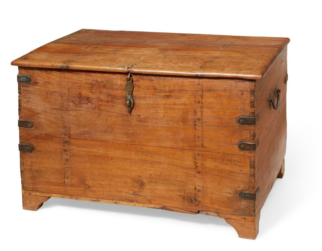 A Continental iron mounted hardwood trunk (1 of 4)
