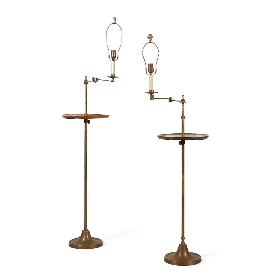 Two adjustable brass and walnut standing lamps (1 of 5)