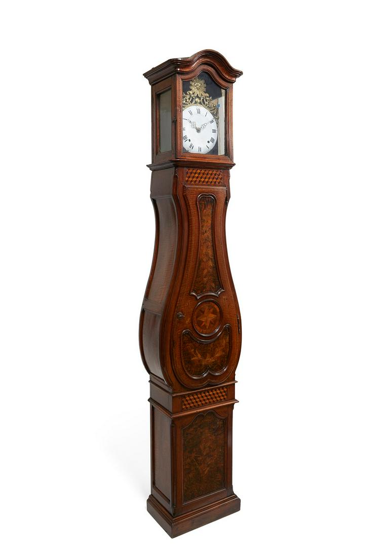 A Louis XV walnut and parquetry tall case clock (1 of 6)