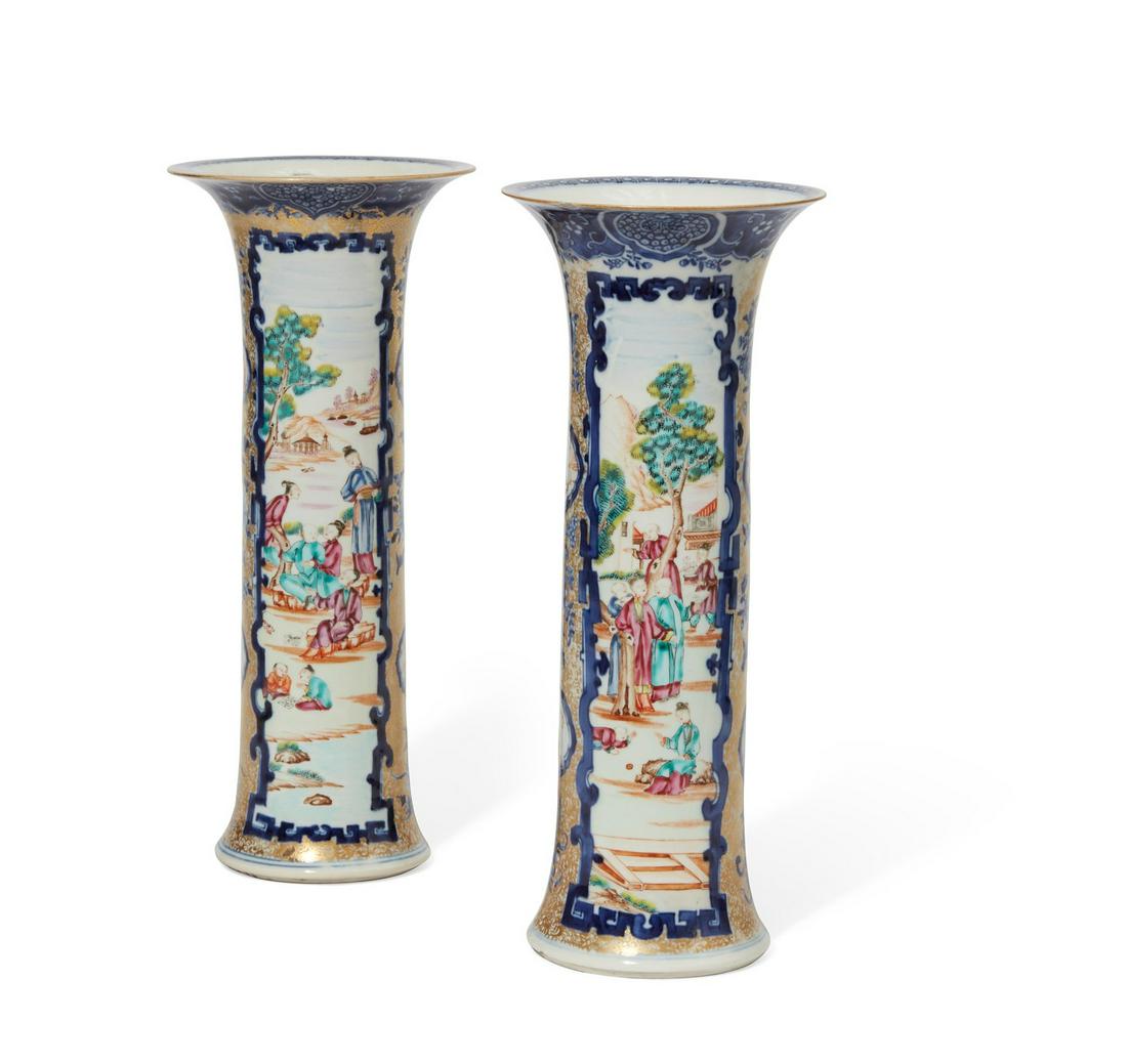 Two Chinese Famille Rose beaker vases (1 of 7)