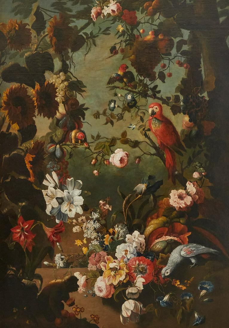 Fol. Jacob Bogdani, Floral still life with parrots (1 of 5)