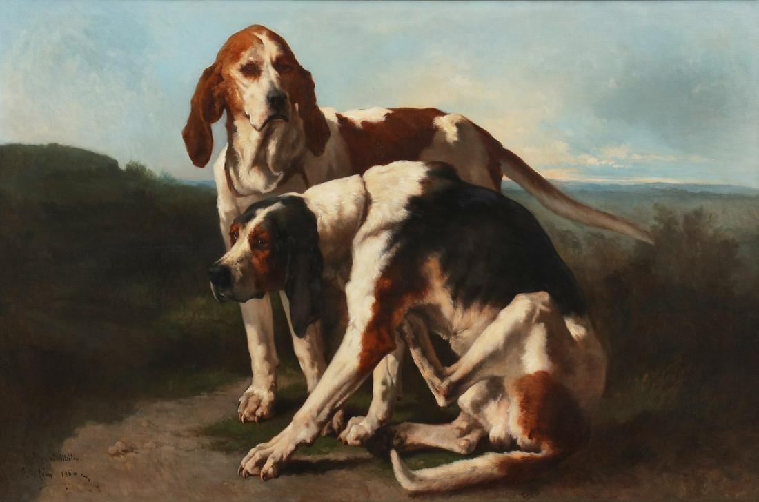 Aftr Joseph Urbain Melin, Portrait of two hounds (1 of 5)