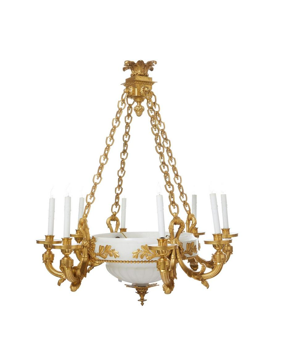 A Louis XVI style bronze & alabaster chandelier (1 of 2)
