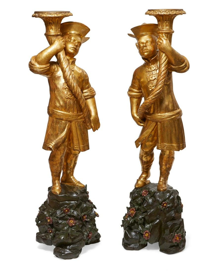 A pair of Venetian decorated figural pedestals (1 of 6)