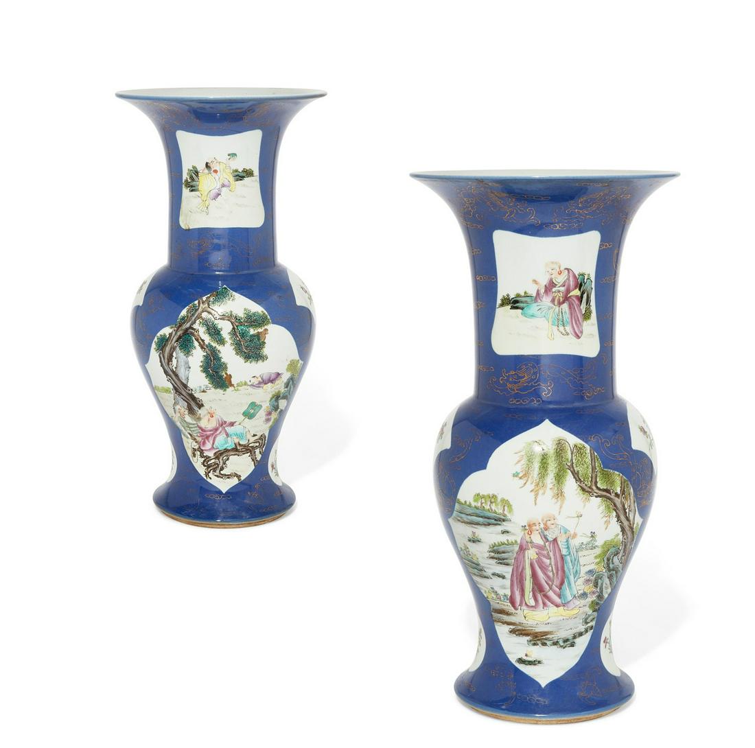 A pair of Chinese Famille Verte baluster vases (1 of 4)