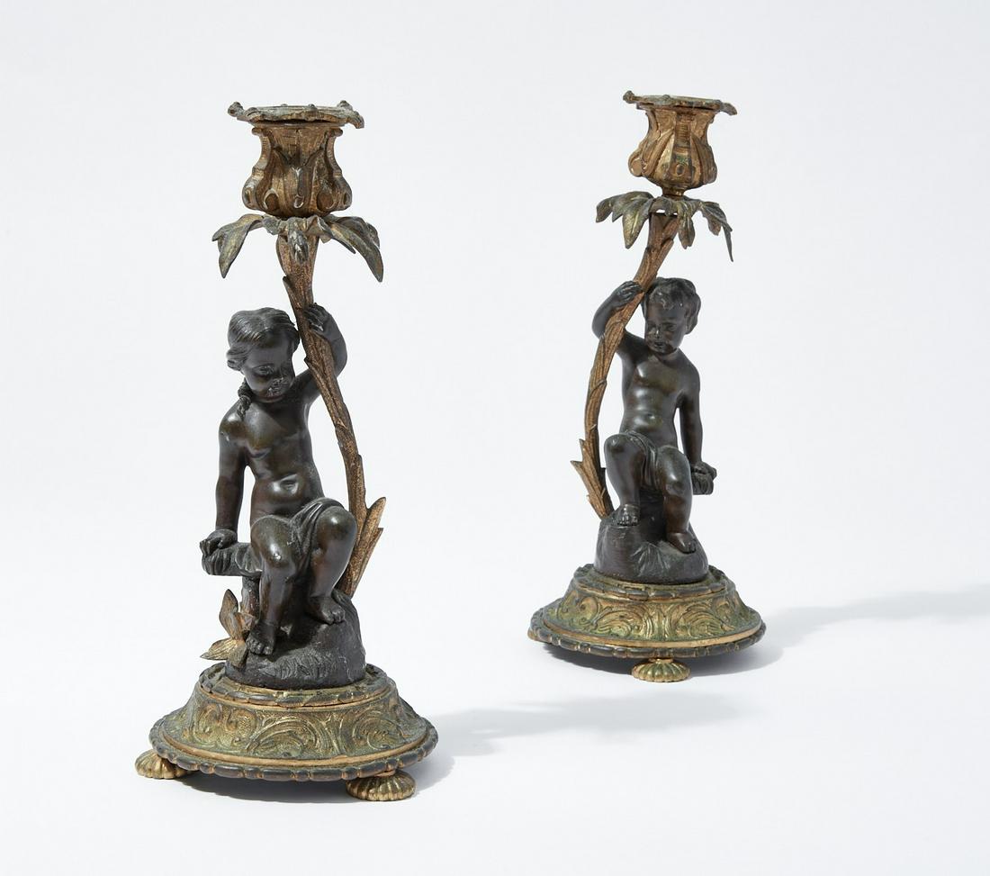 A pair of French gilt and  metal figural candlesticks (1 of 5)