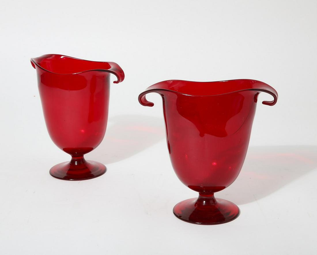 A pair of Continental ruby glass vases (1 of 3)