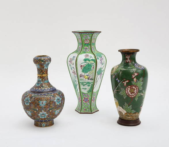 Three Chinese enameled metalware vases Nov 19 2021 Andrew Jones Three Chinese enameled metalware vases Nov 19 2021 Andrew Jones