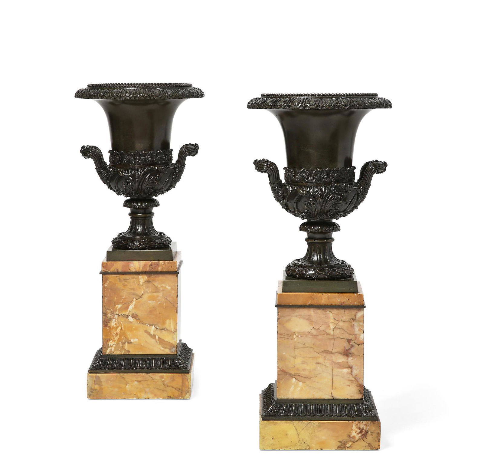 A pair of Louis Philippe bronze & marble urns (1 of 7)