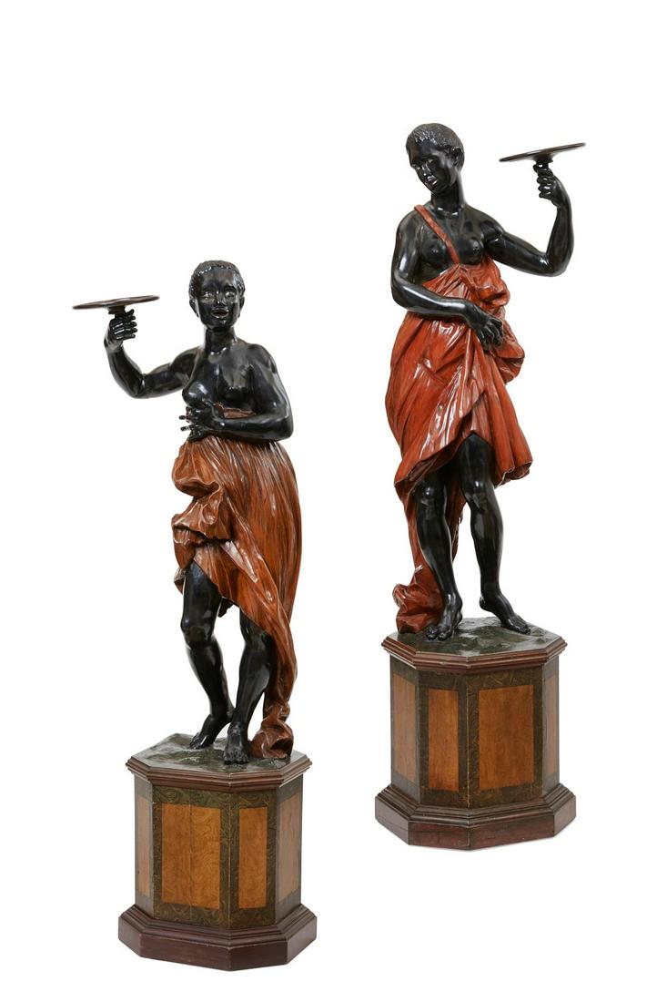 A pair of Venetian Rococo style painted figures (1 of 11)