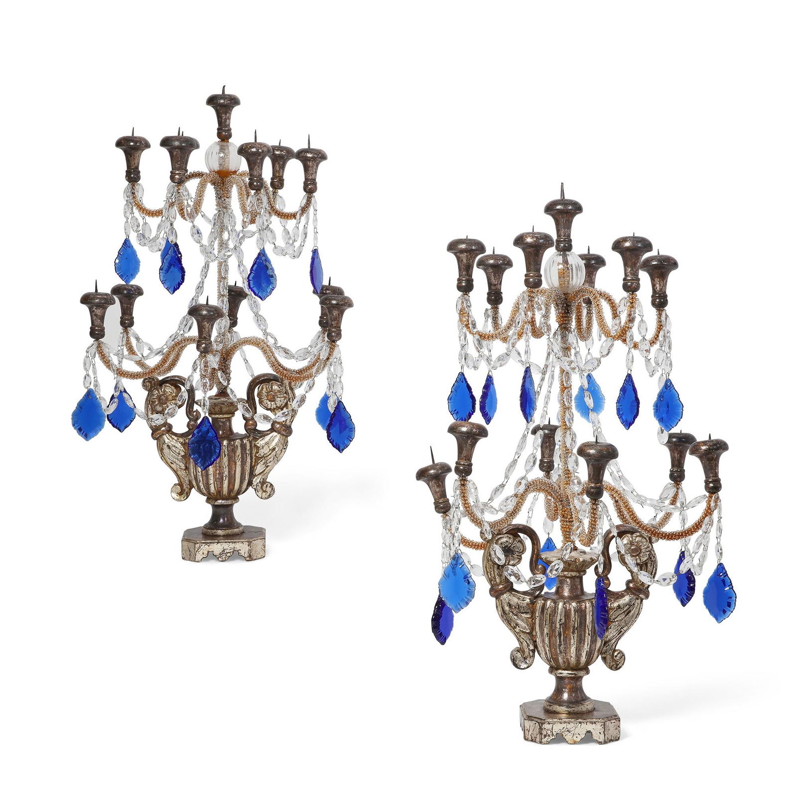 Pair of Italian Baroque style silvered candelabra (1 of 6)
