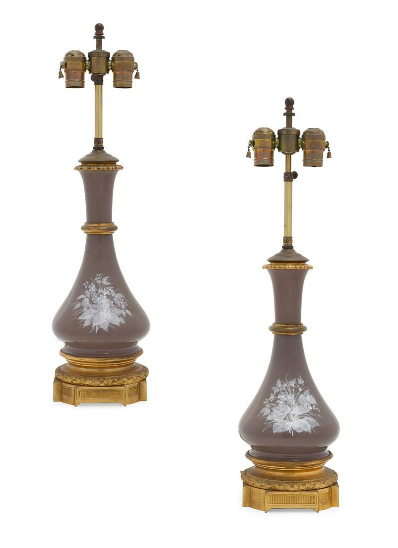 A pair of French porcelain vases now as lamps (1 of 5)